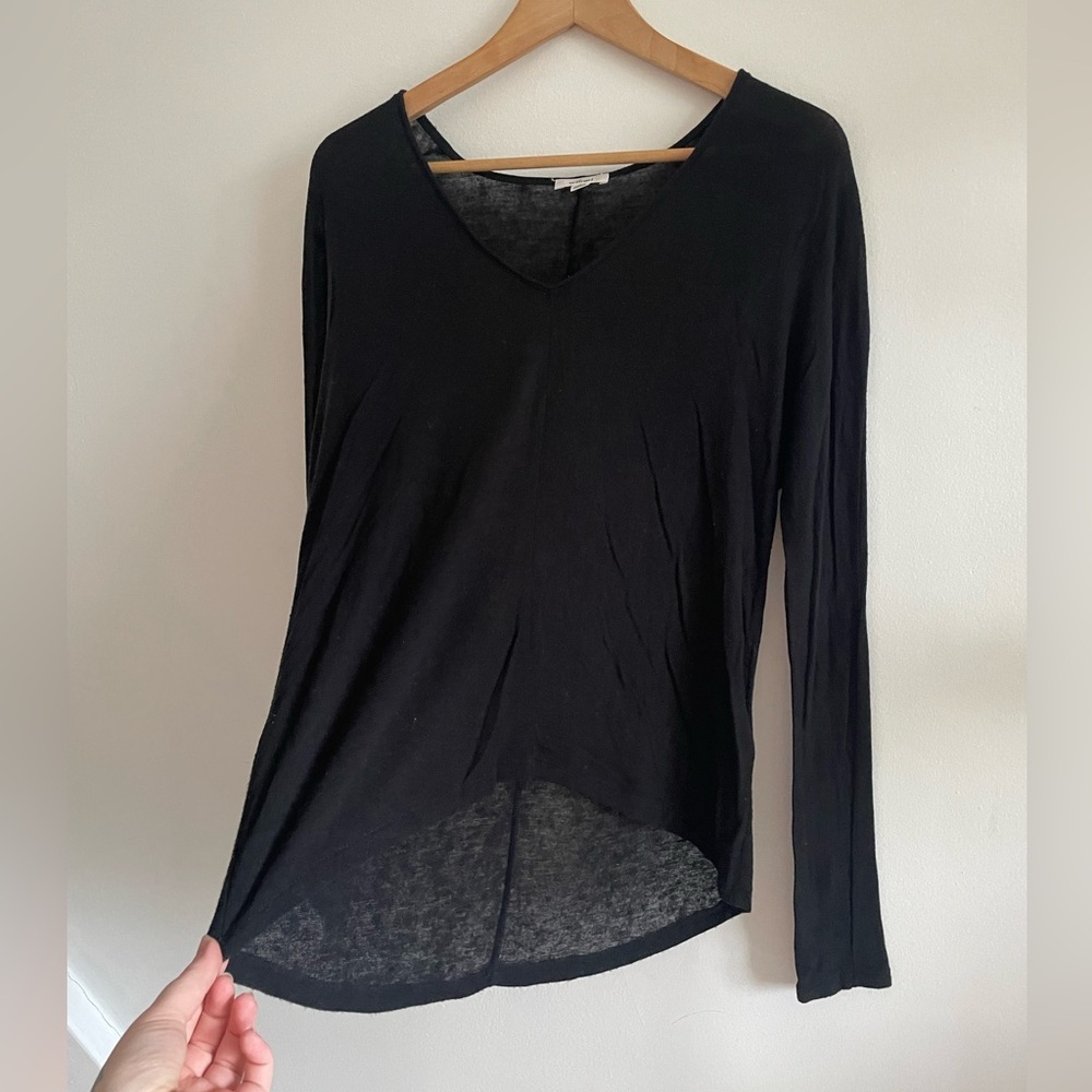 Wilfred Black Wool-blend Scoop Neck Lightweight Long Sleeve Goth Corpcore Sheer